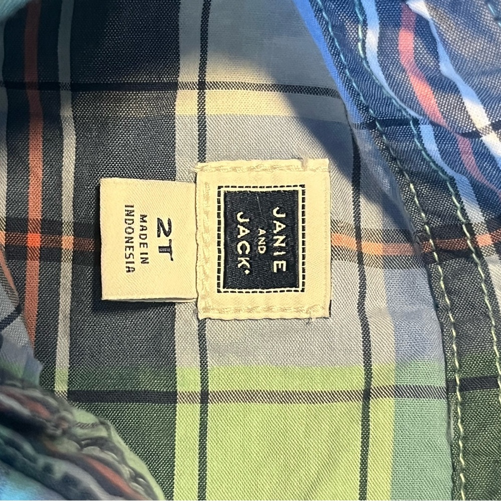 Janie and Jack Blue Plaid Shirt - Picture 3 of 6